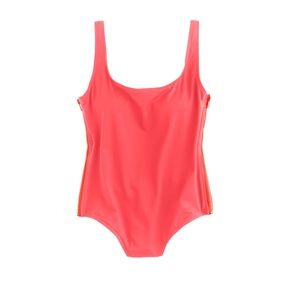 J. Crew Neon Rose Side Zip One Piece Swimsuit